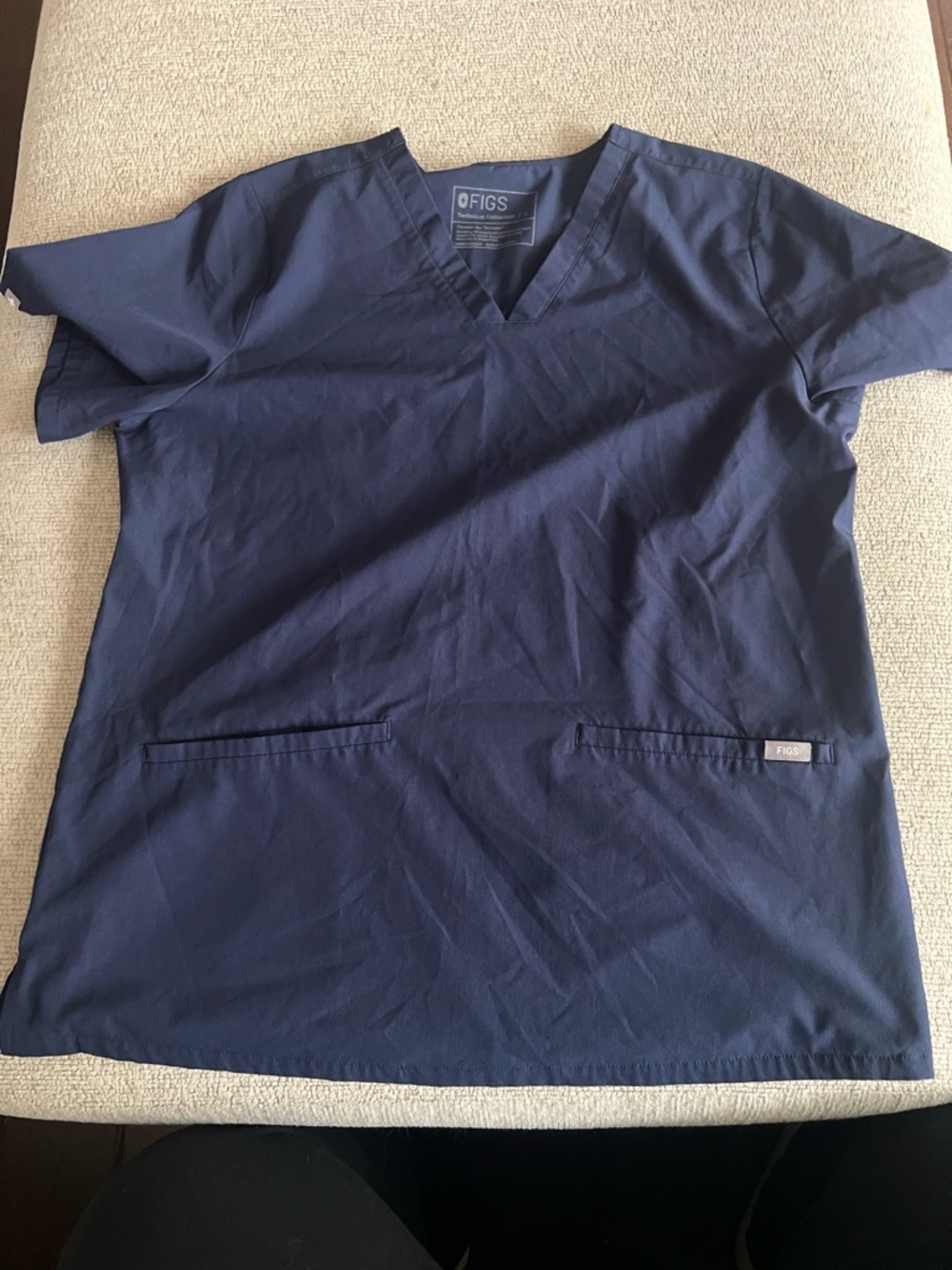 Figs Size Large Two Pocket Navy Scrub Top